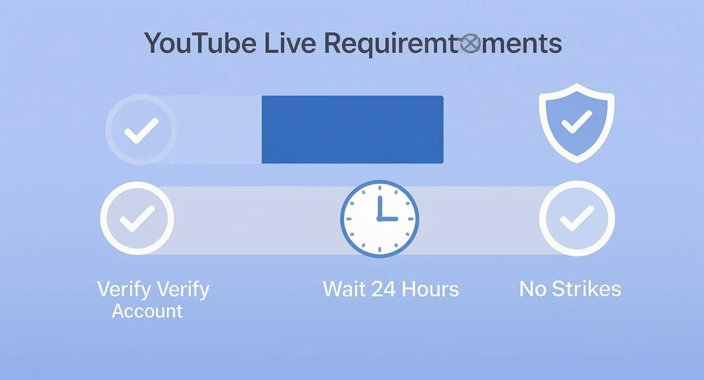 Infographic about youtube live stream requirements
